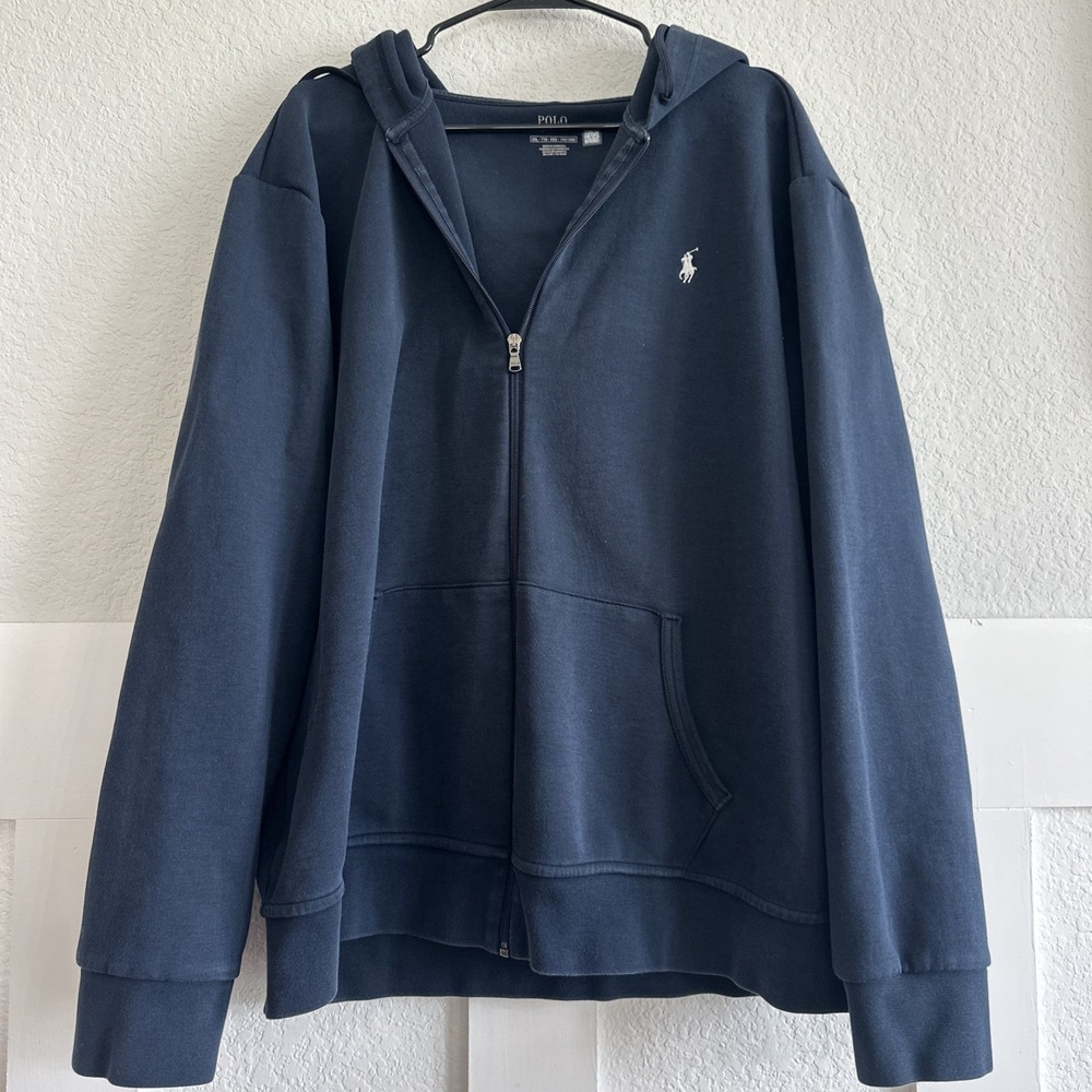 Polo Ralph Lauren Hoodie Mens 2XL Blue Full Zip Hooded Pockets